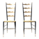 Pair of Vintage Brass and Metal Chiavarine Chairs with Yellow Fabric, Italy