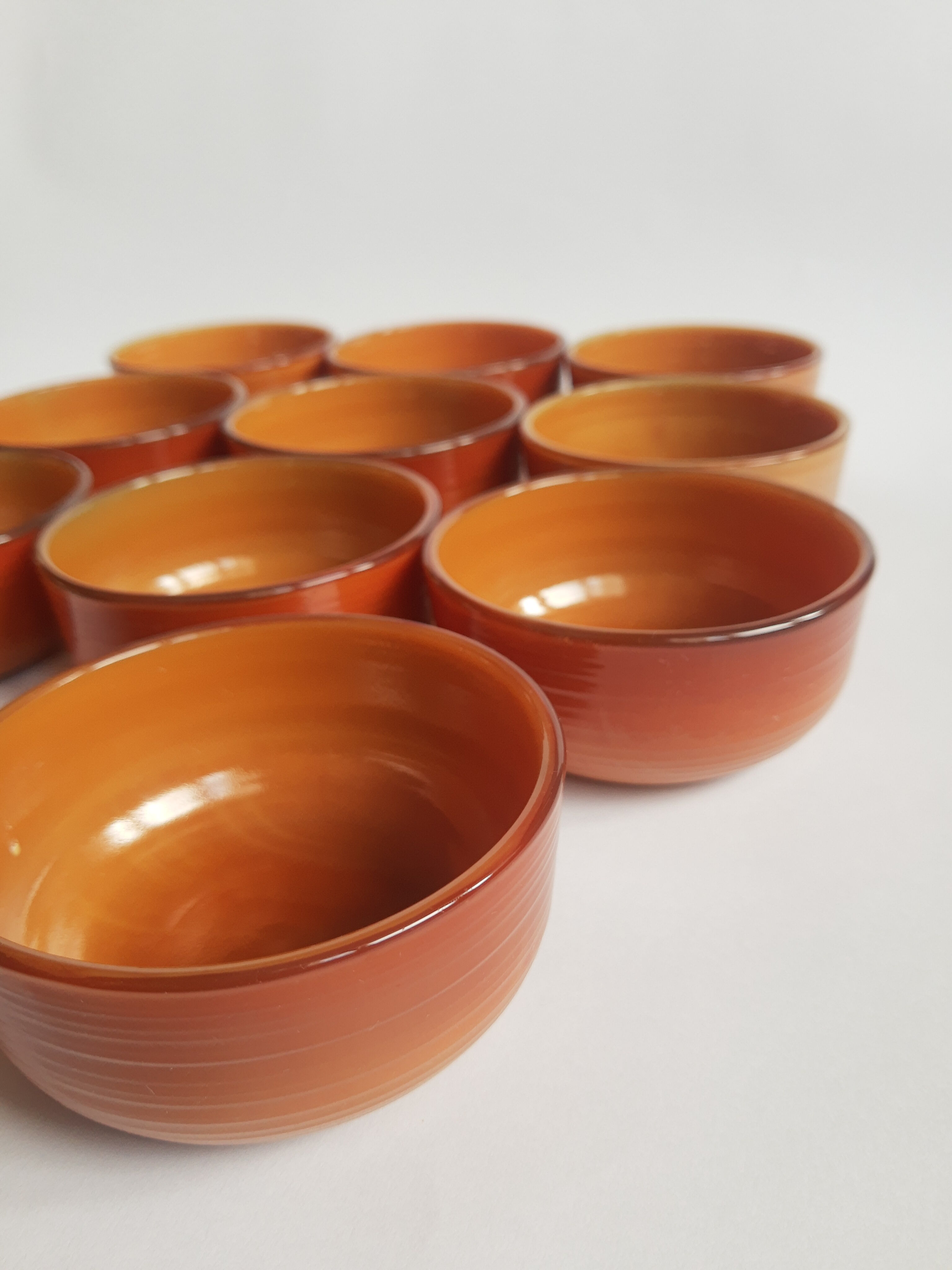 Set of 10 brown ramekins Arcopal Vintage volcano