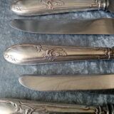 Box of 6 table knife steel blade and silver handle
