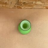 Old Vase Soliflore MURANO Multilayer Glass Green & White Vintage #B092