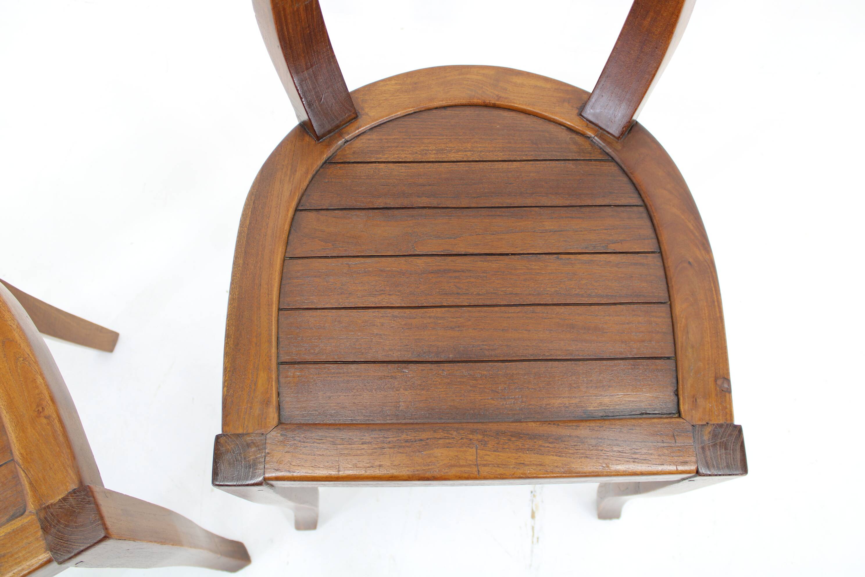 1980s Pair of Solid Teak Chairs, India