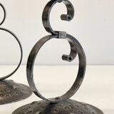 Vintage Black Patina Metal Candlesticks