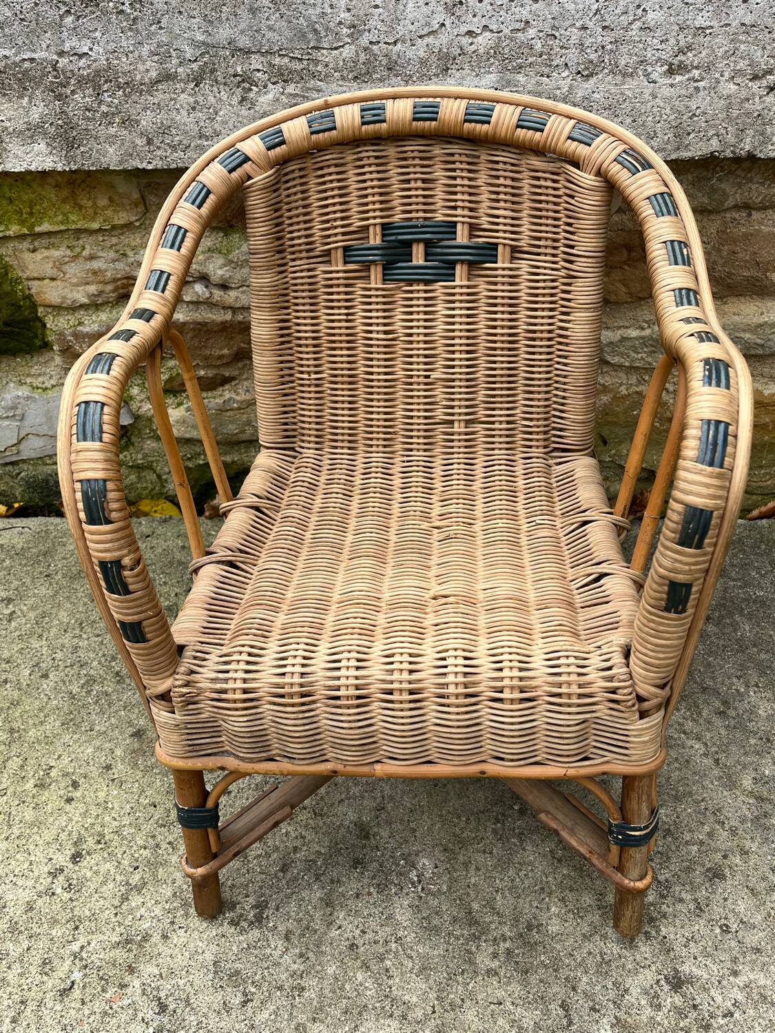 Fauteuil en rotin enfant vintage