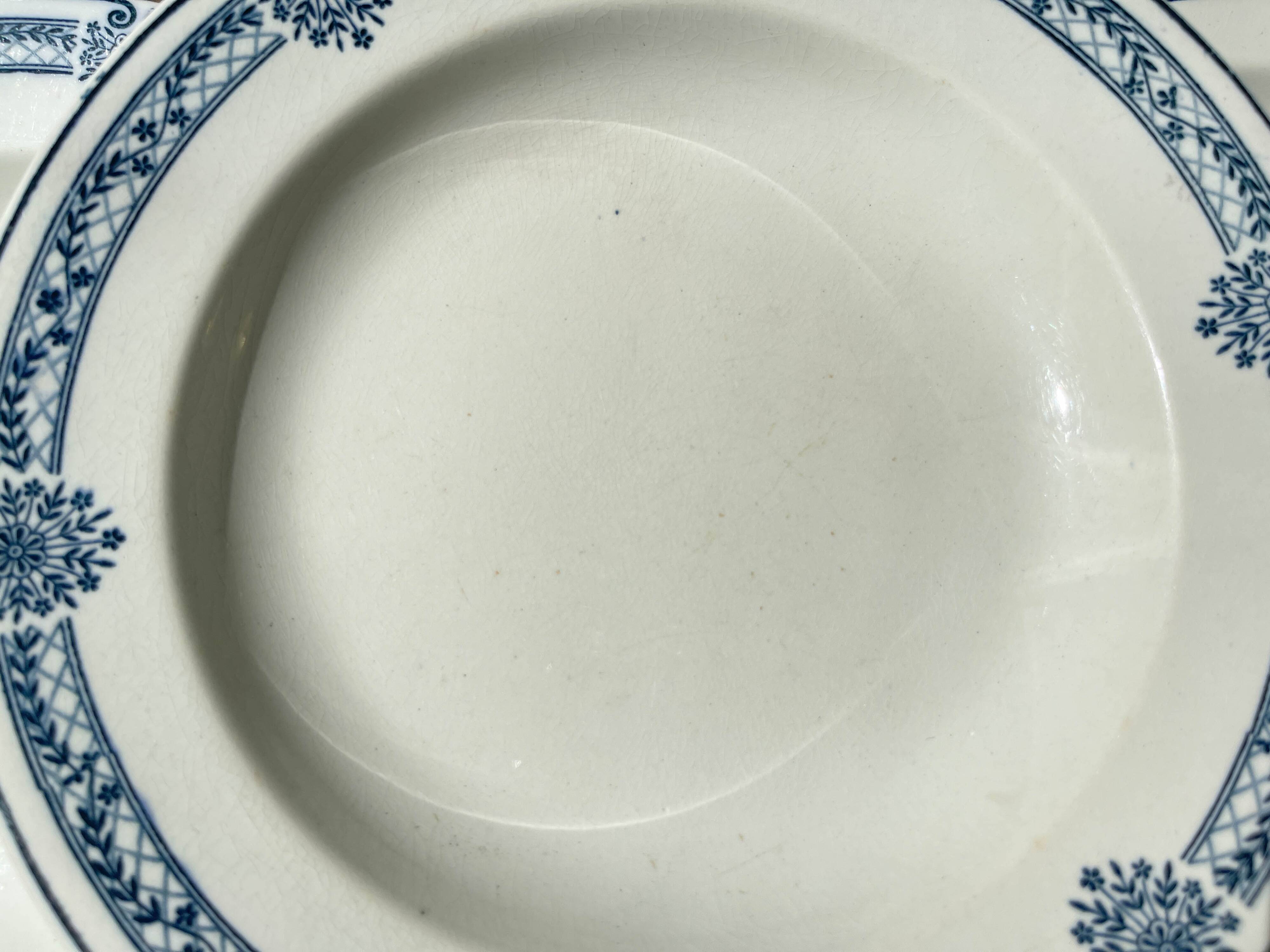 5 Deep plates in blue ironstone Salins, Arbois Ennege model