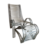 Design armchair 1980 + ottoman recliner