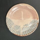 Set of five small Korean stoneware plates with pink crane, 20th century
