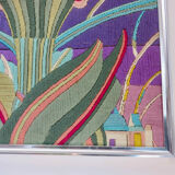 "Futuristic" wool tapestry, framed 70s