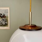 Vintage globe pendant lamp in white opaline