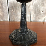 Old centerpiece cut art deco glass + foot silver metal vintage #a285