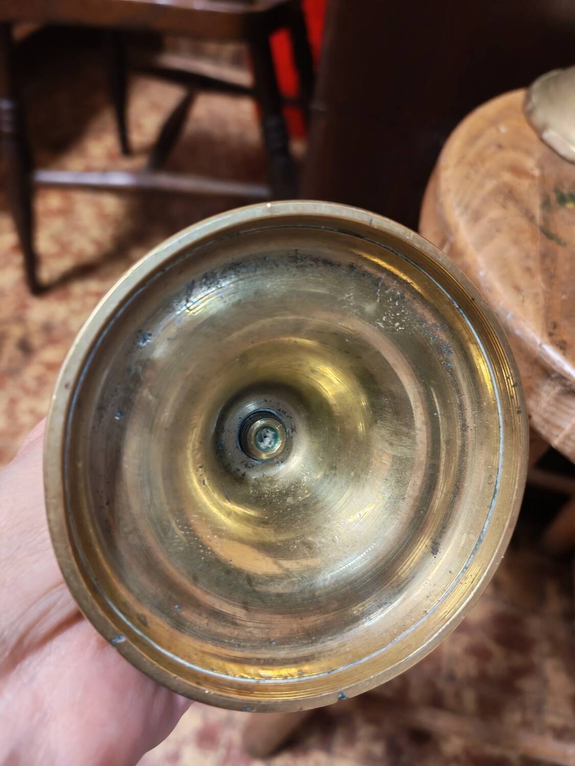 Set of three solid brass candle holders
