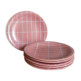 Six assiettes à dessert en céramique de Longchamp vintages