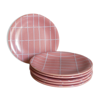 Six assiettes à dessert en céramique de Longchamp vintages
