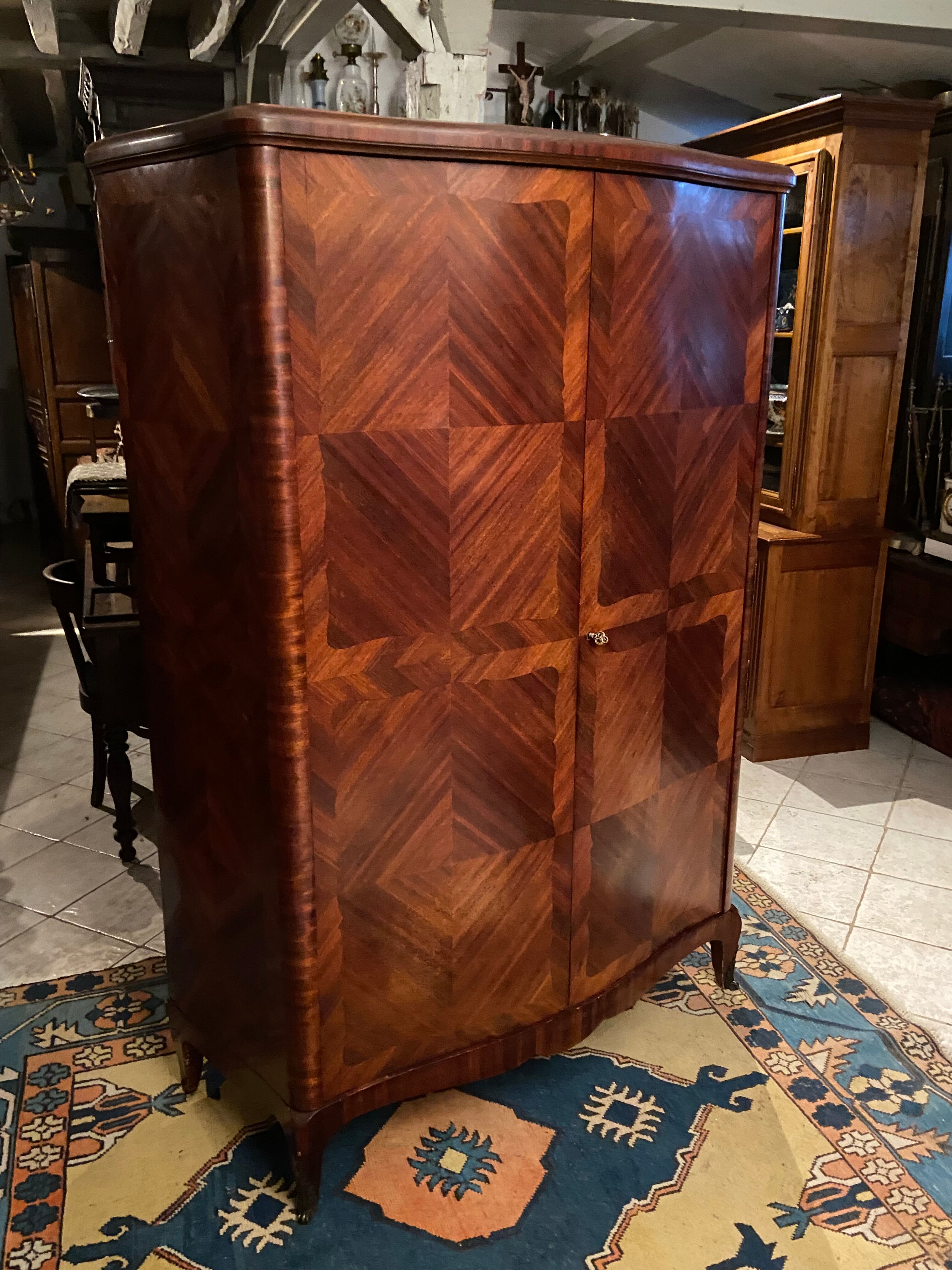Domed wardrobe with Louis XV style inlaid decoration
