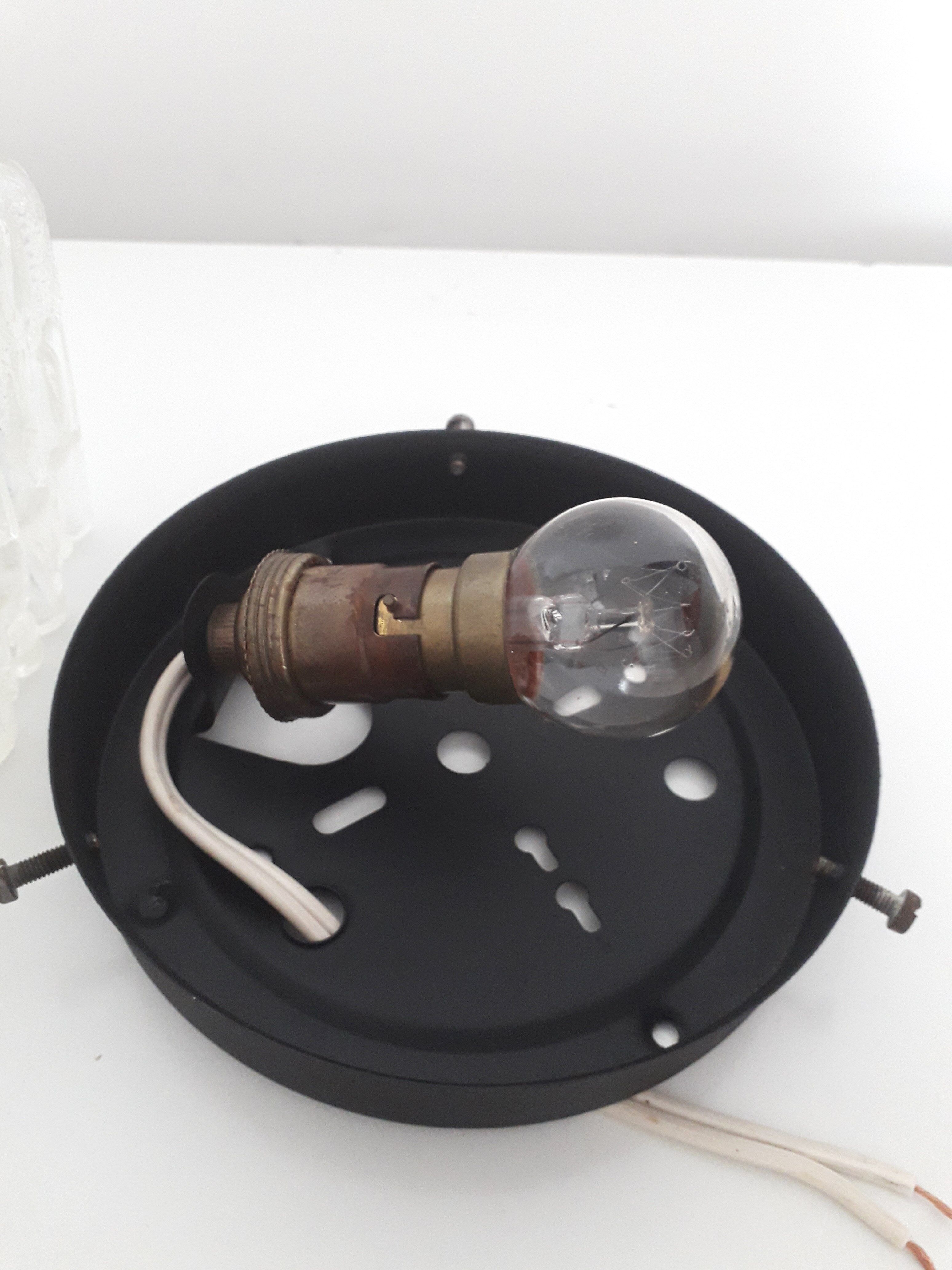Ceiling lamp / vintage wall lamp - Molded glass - Square shape - 1970