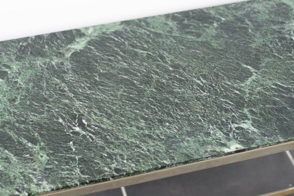 Green marble coffee table and vintage brass gold metal 60