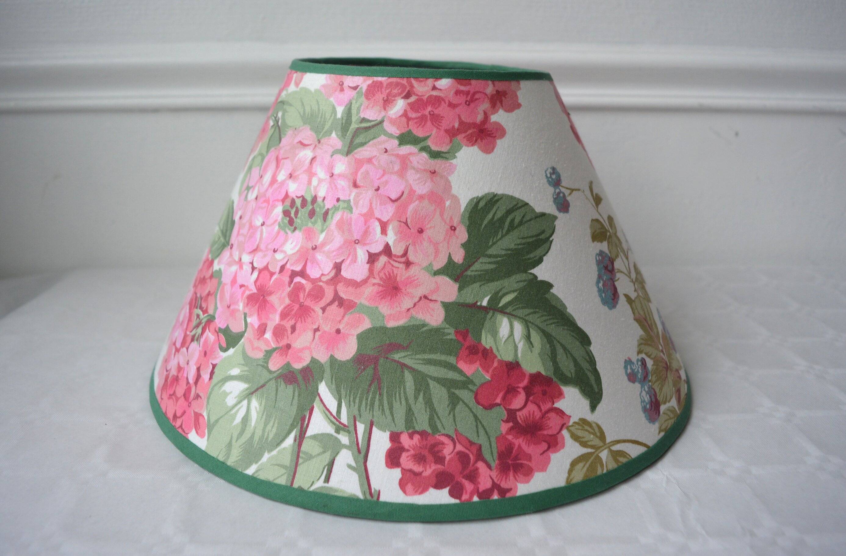 Abat-jour tissu vintage anglais Hortensias
