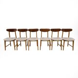 Set of Six Teak Wood and Bouclè Fabric Dining Chairs, Denmark, 1960s