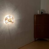 Ensemble de 2 appliques murales en verre cristal en forme de paon de Palwa