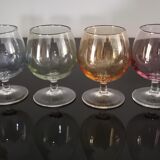 6 anciens verres à liqueur colorés vintage
