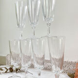 7 Champagne flutes Cristal D'Arques model "VERSAILLES"