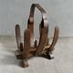 Oak and leather magazine rack, 60s-70s