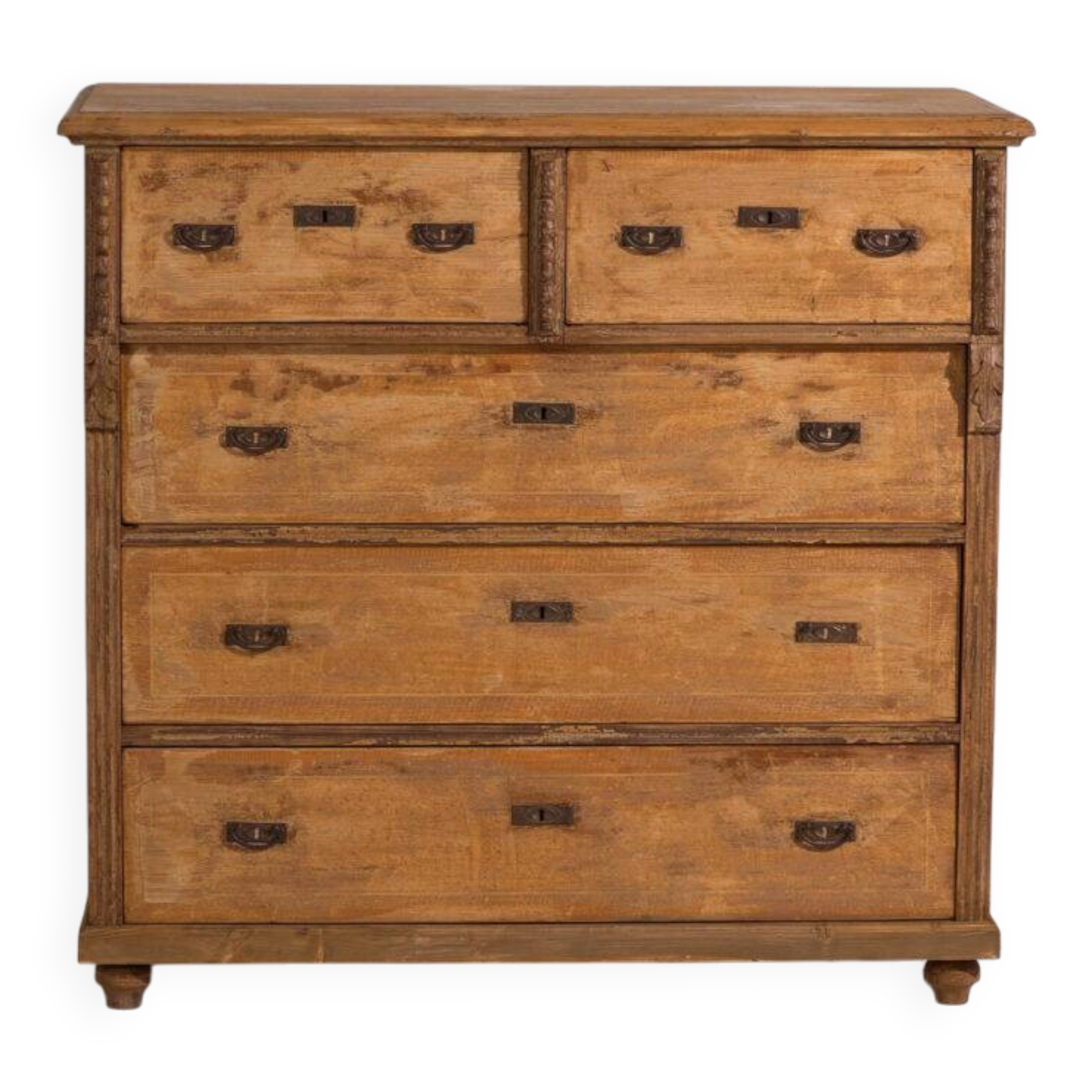 Commode ancienne en pin décapé – Meuble rustique européen primitif – circa