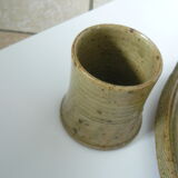 Sandstone coffee set: 6 cups and tray