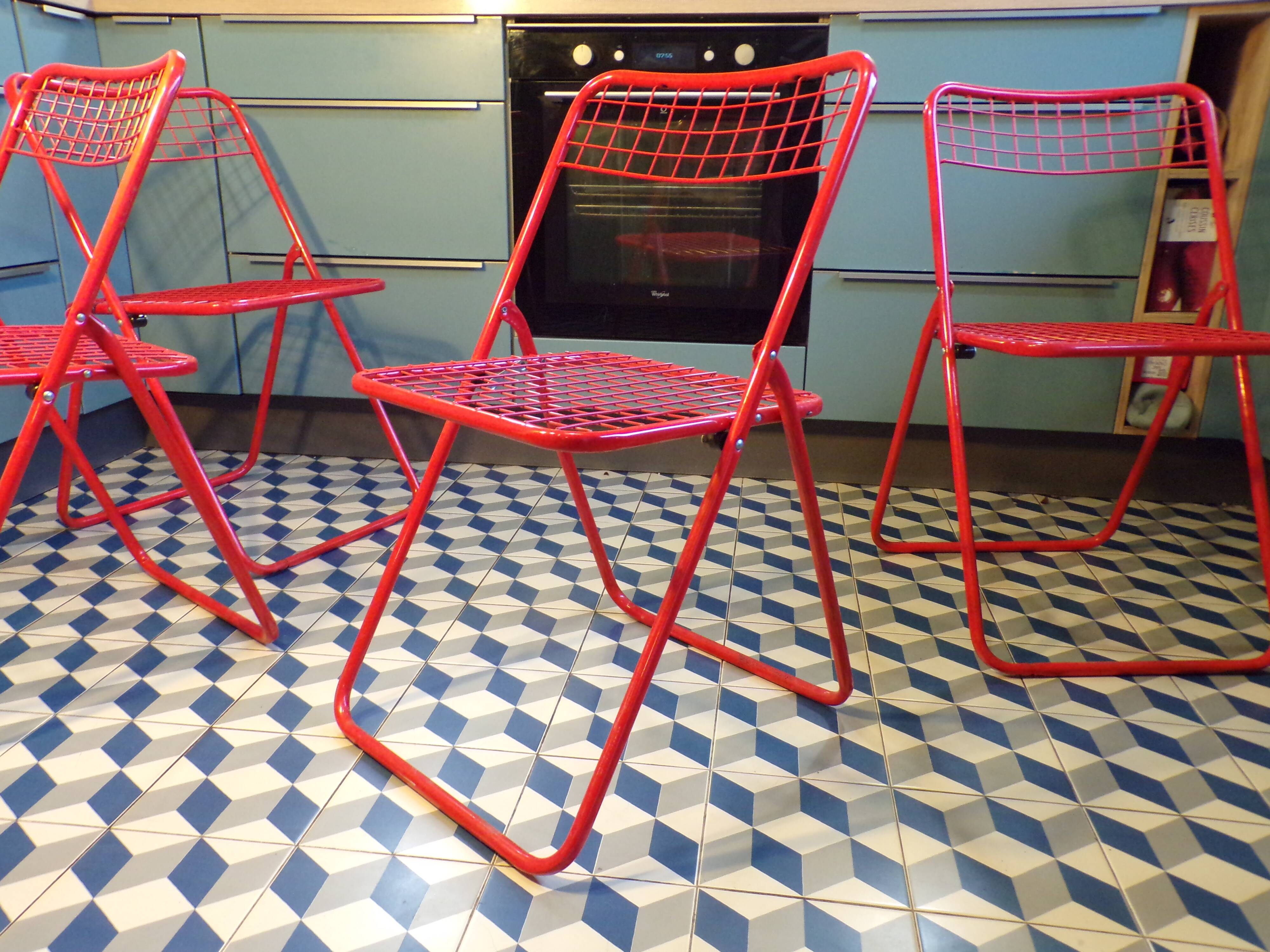 4 ted net mesh folding chairs by Niels Gammelgaard for ikea