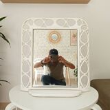 Antique 1930s enamelled cast iron shelf mirror