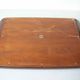 Old wooden serving tray with marquetry and real butterflies from Brazil