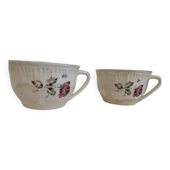 Two Sarreguemines Digoin tea cups