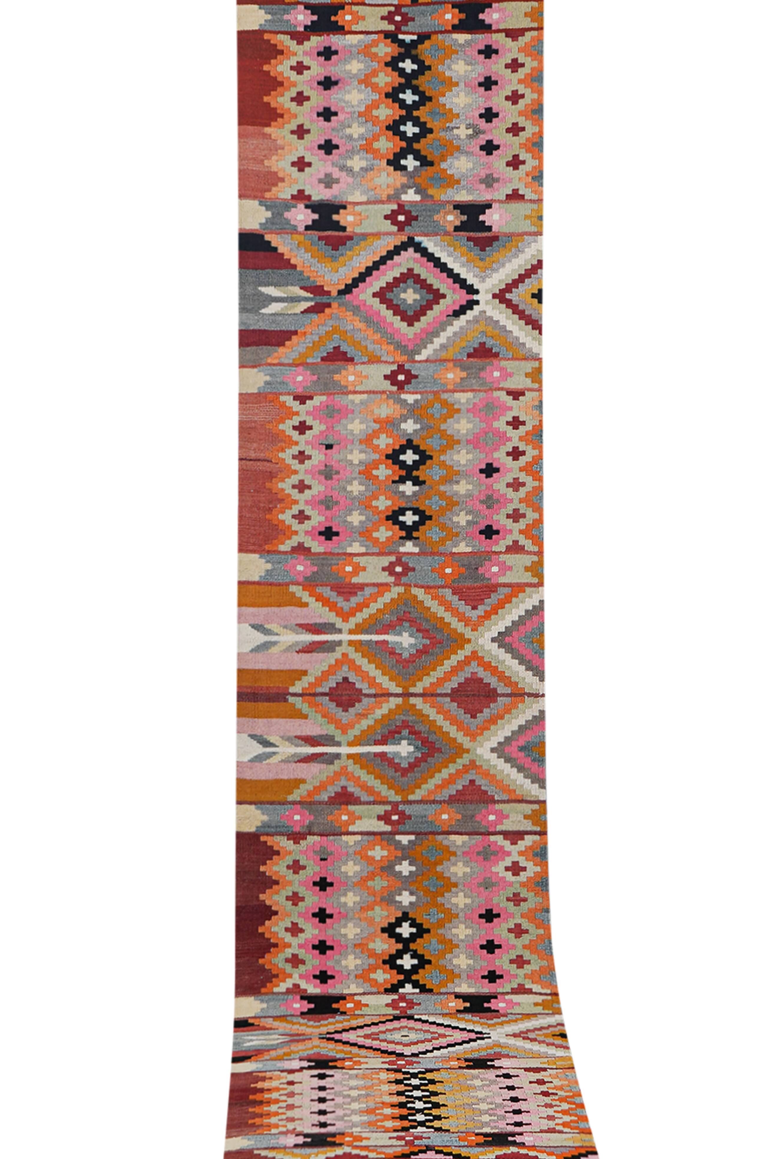 Vintage Turkish Oushak Handwoven Rug 82x443 cm