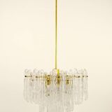 Frosted glass and brass chandelier by Kinkeldey, Germany, 1960s.