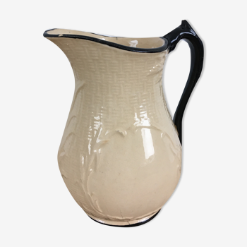 Old pitcher beige and black Lunéville