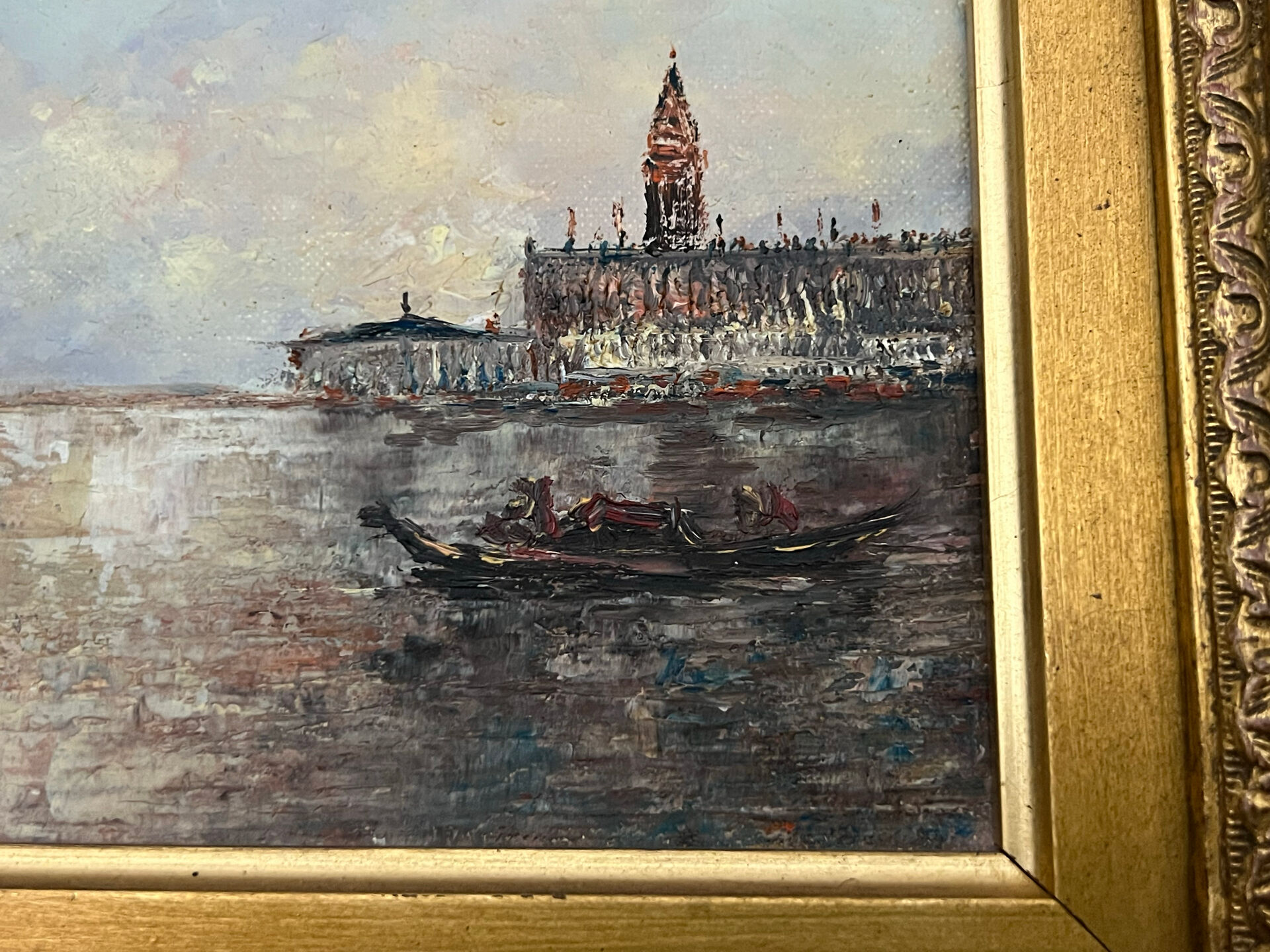 Oil on canvas, view of Venice.