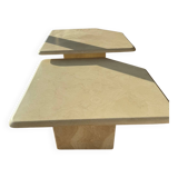 Pair of travertine nesting tables