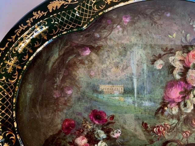 Plateau anglais en tôle peinte du 19è siècle