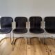 4 c2 chairs by cidue italy, in chrome metal and dark brown leather. 1970s.