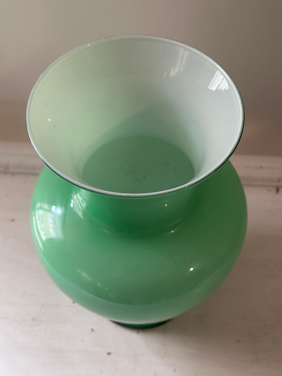 Vintage green opaline vase