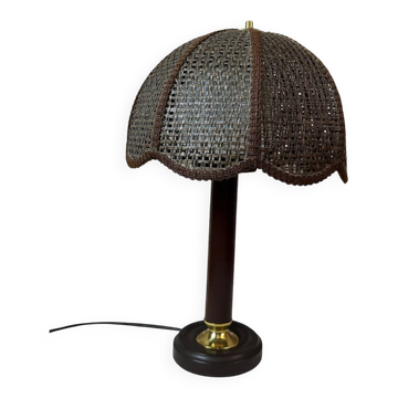 Lampe abat jour cannage