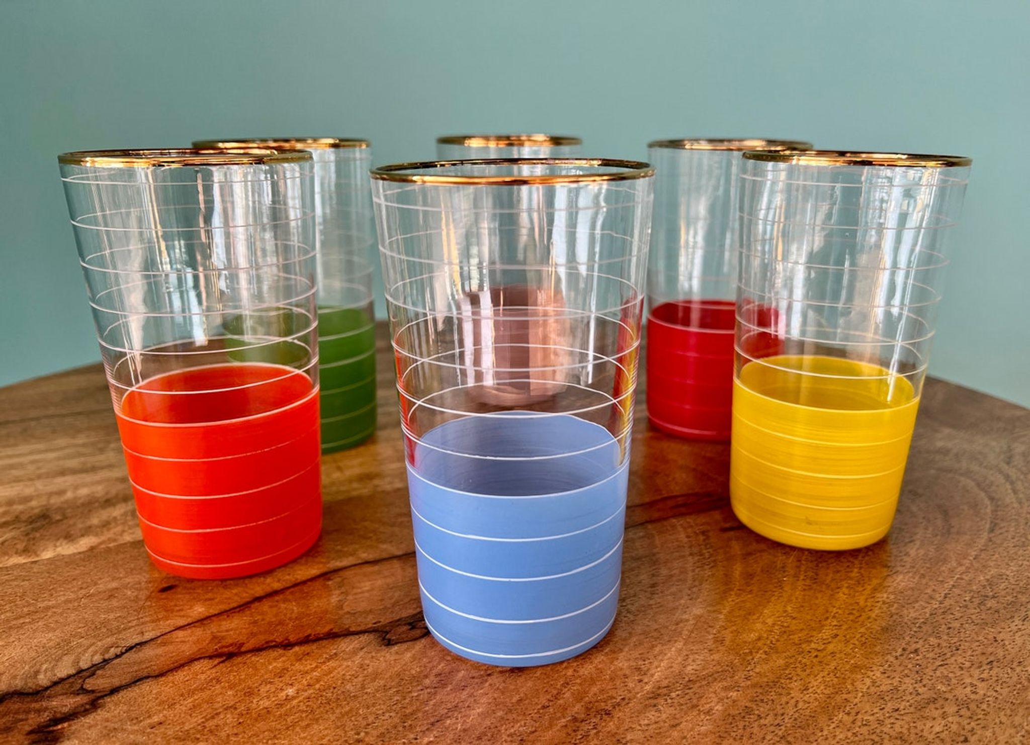 Vintage liqueur and wine glasses from the 1960s