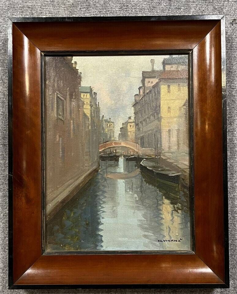 Giuseppe VIGANO: oil on canvas view of Venice circa 1930-1940
