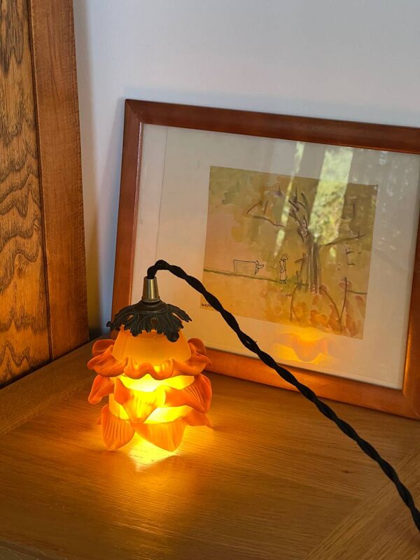 Baladeuse rose de verre en patère