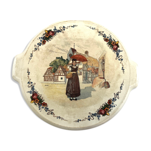 Plat rond gateau avec anse Sarreguemines Obernai