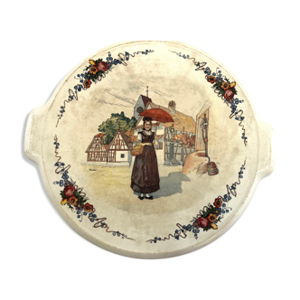 Plat rond gateau avec anse Sarreguemines Obernai