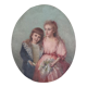 Portrait painting to young girls oil on canvas 19th