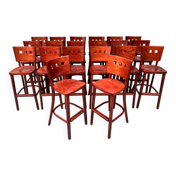 Série de 20 tabourets de bar 1980 bistrot vintage