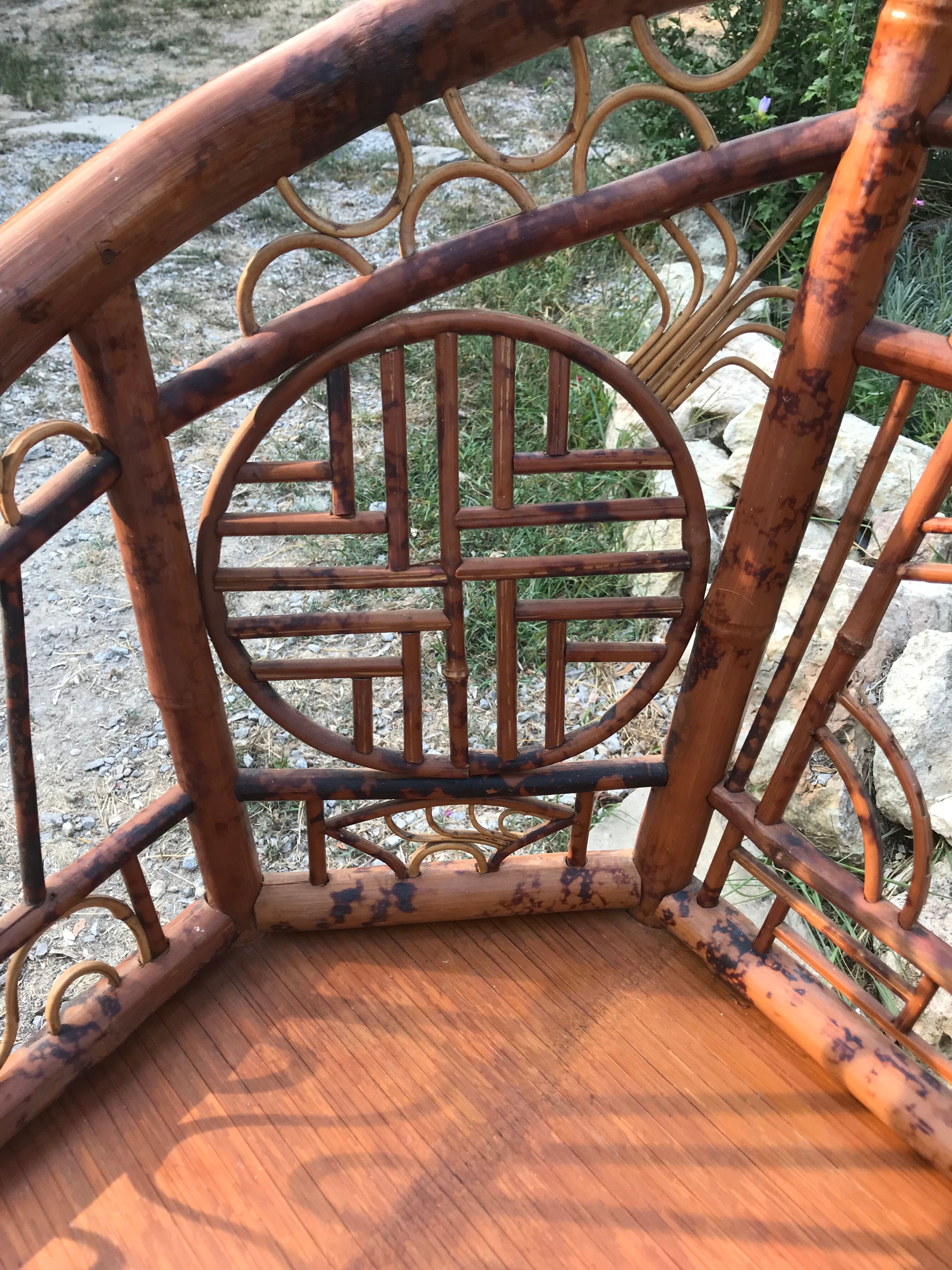 Paire de fauteuils vintage rotin et bambou