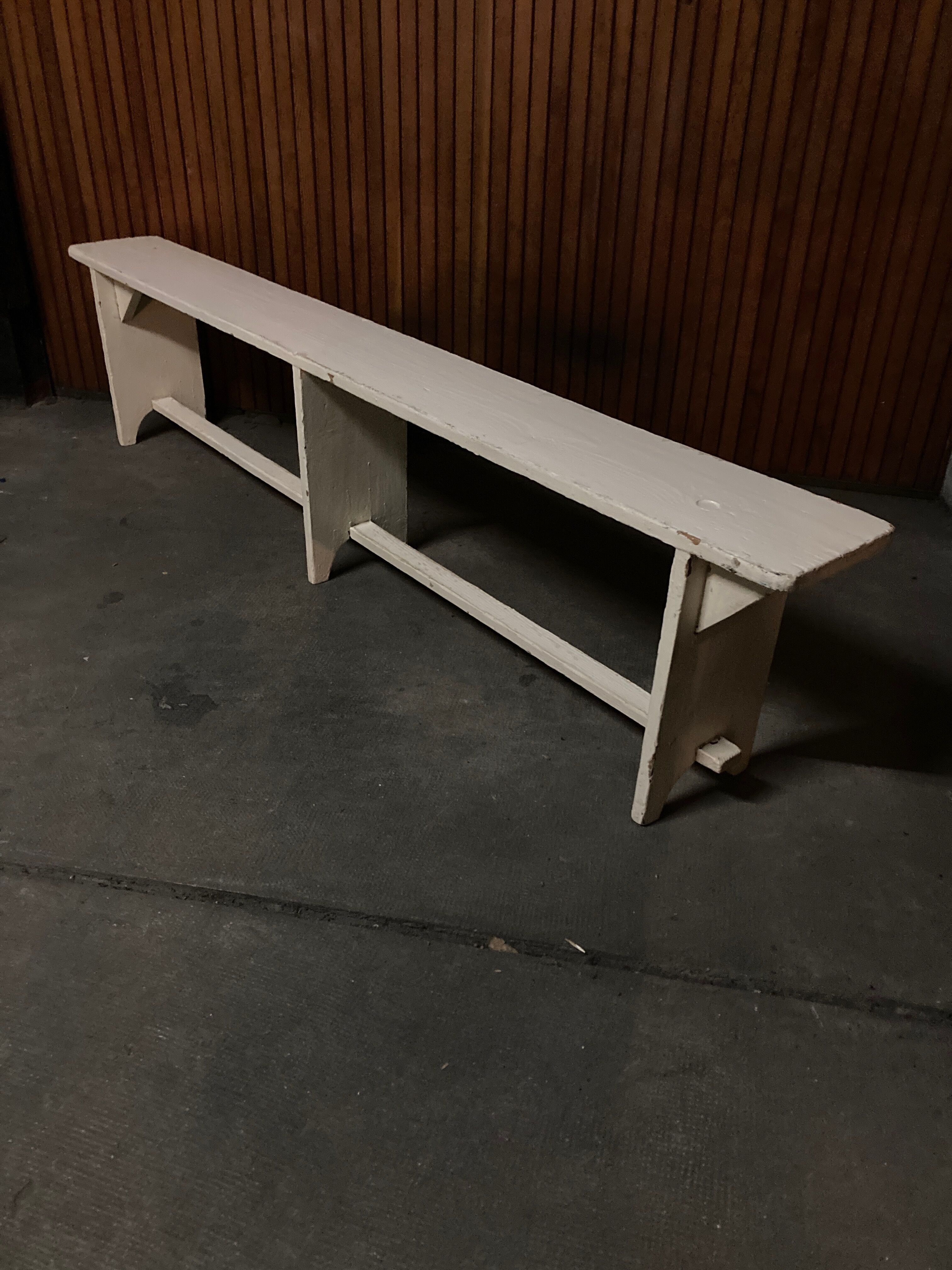 White lacquered wooden farm bench L 200cm