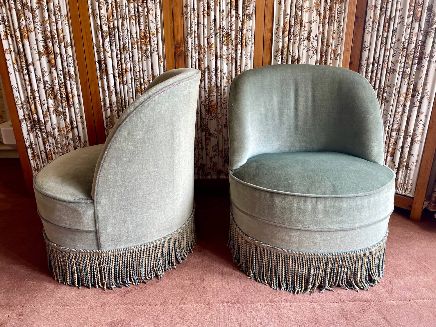 Old sky blue toad armchairs